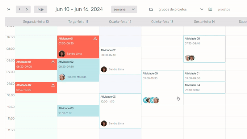 Gif showing activity monitoring in Pontotel Timesheet