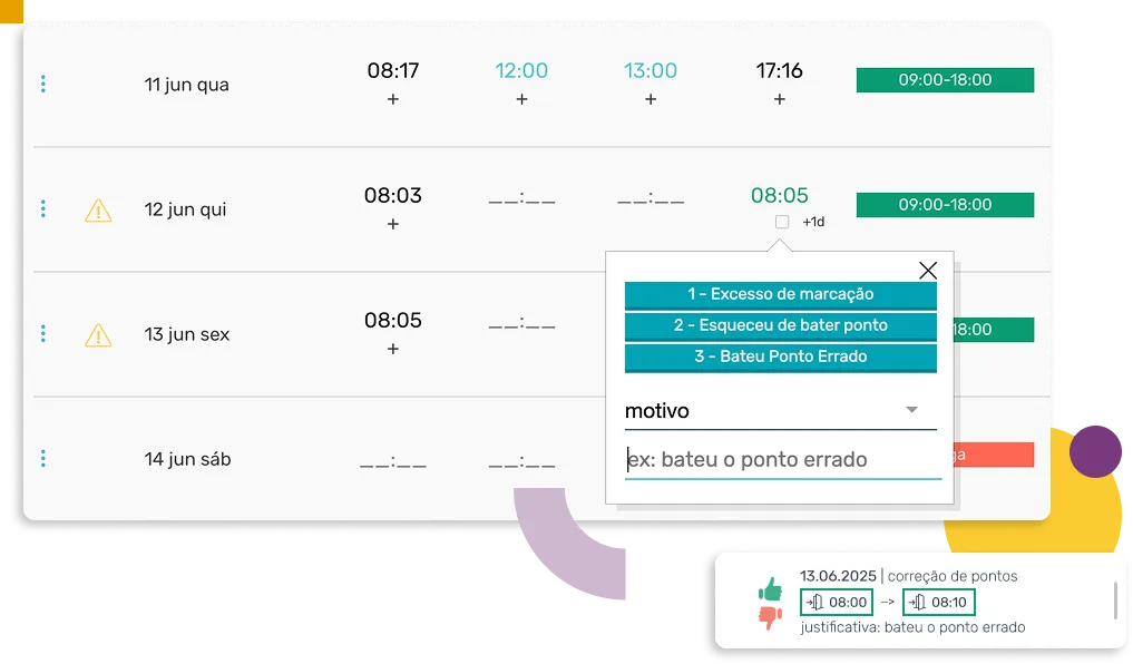 Pontotel participative time management screen