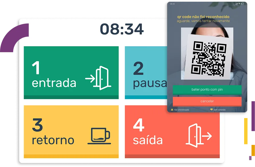 Pontotel web time tracking screen showing clock-in buttons